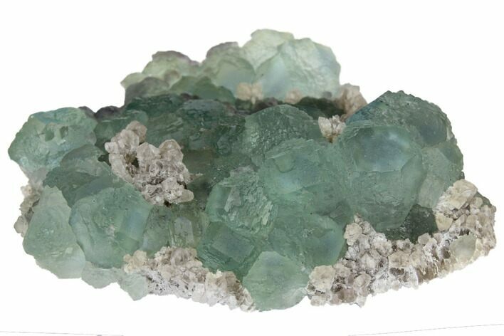 Green Fluorite Crystals on Quartz - China #128565